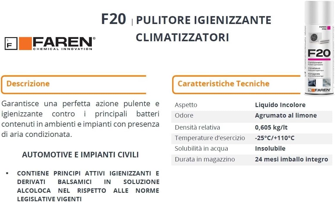 Faren F20 Spray Igienizzante per Climatizzatori